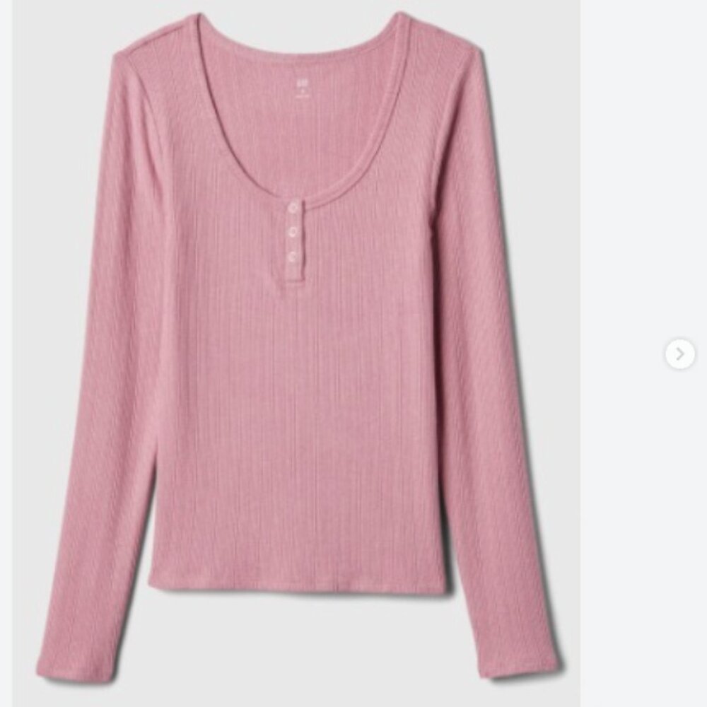 Anthropologie top pink pointelle henley size XS shirt Small Maeve Pilcro
